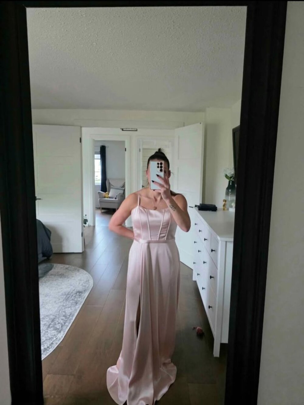 Revelry Nova Satin Blush Bridesmaid Dress